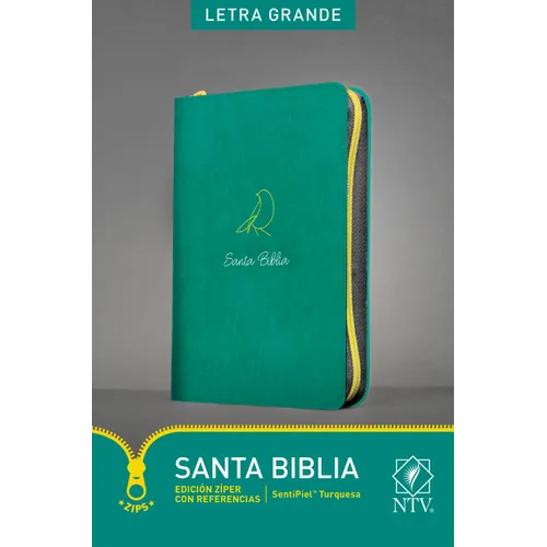 Santa Biblia Ntv, Edición Zíper Con Referencias, Letra Grande (Sentipiel, Turquesa, Índice) - Imitation Leather