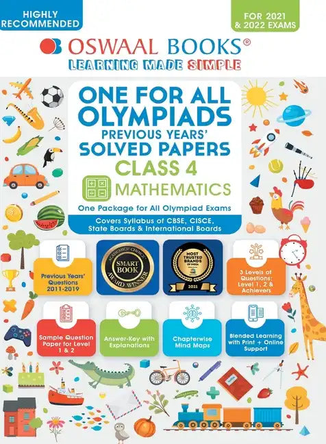 Oswaal One for All Olympiad Previous Years Solved Papers, Class-4 Mathematics Book (For 2021-22 Exam) - Paperback