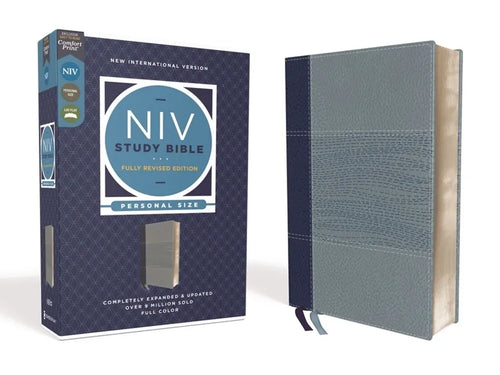 NIV Study Bible, Fully Revised Edition, Personal Size, Leathersoft, Navy/Blue, Red Letter, Comfort Print - Imitation Leather