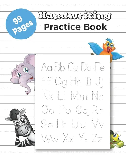 Handwriting Practice Book: 99 Pages English Handwriting Practice Book Writing Paper for letters with Lines Cursive Handwriting Paper Three lines - Paperback