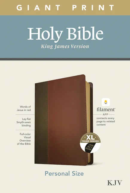 KJV Personal Size Giant Print Bible, Filament Enabled Edition (Leatherlike, Brown/Mahogany, Indexed) - Imitation Leather