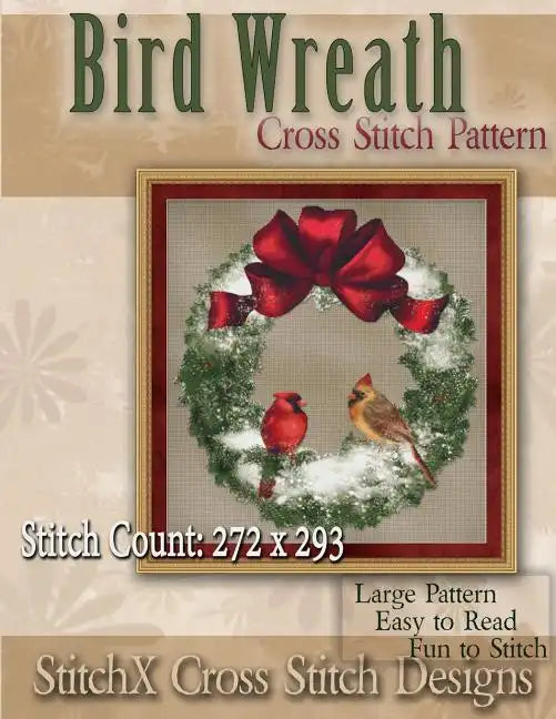 Bird Wreath Cross Stitch Pattern - Paperback