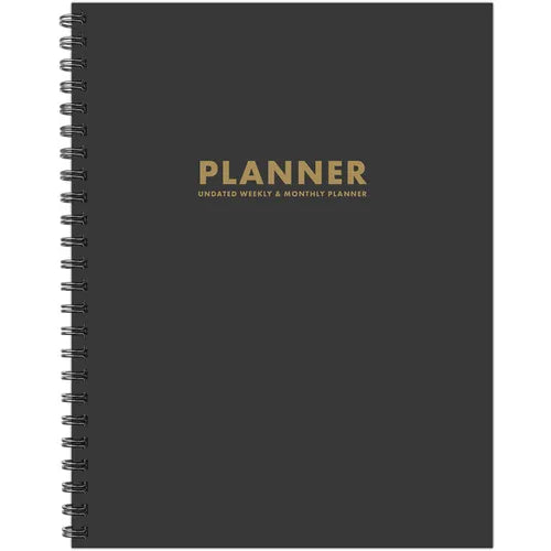 Charcoal Gray 8.5 X 11 Undated Monthly Planner - Spiral