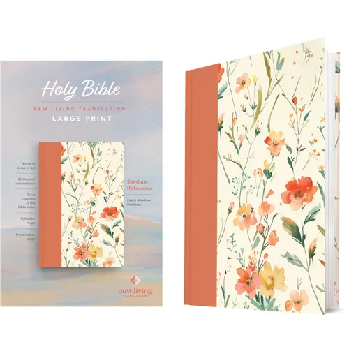 NLT Large Print Slimline Reference Bible (Hardcover, Peach Meadows, Red Letter) - Hardcover