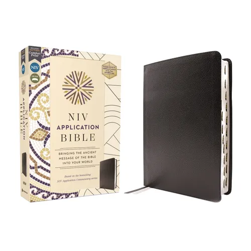 NIV Application Bible, European Bonded Leather, Black, Red Letter, Thumb Indexed, Comfort Print: Bringing the Ancient Message of the Bible Into Your W