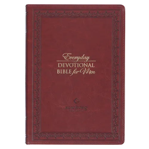 NLT Holy Bible Everyday Devotional Bible for Men New Living Translation, Vegan Leather, Burgundy Debossed - Leather