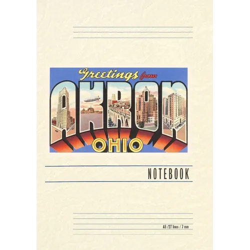 Vintage Lined Notebook Greetings from Akron - Paperback