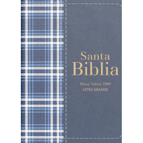 Biblia Rvr 1960 Compacta Símil Piel Cuadros Azul Marino Oscuro (Bible Rvr 1960 Compact Size Leatherlike Navy Blue Checked Pattern (Spanish Edition) - Leather