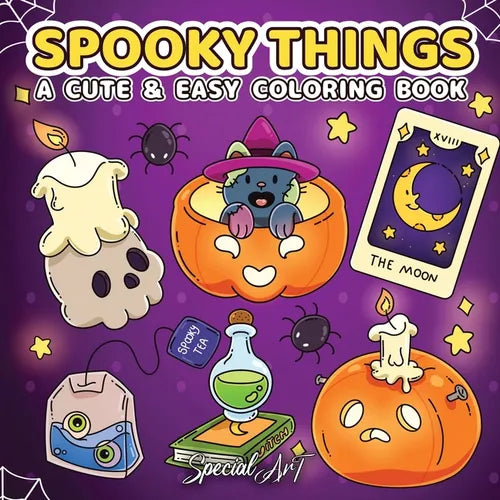 Spooky Things: A Coloring Book for Adults and Teens with Cute Ghosts, Magical Objects and Creepy-Sweet Designs for Relaxation - Paperback