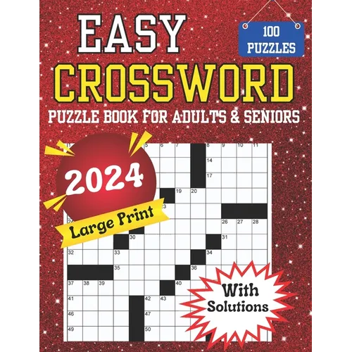 2024 Large Print Easy Crossword Puzzle Book For Adults & Seniors - Paperback