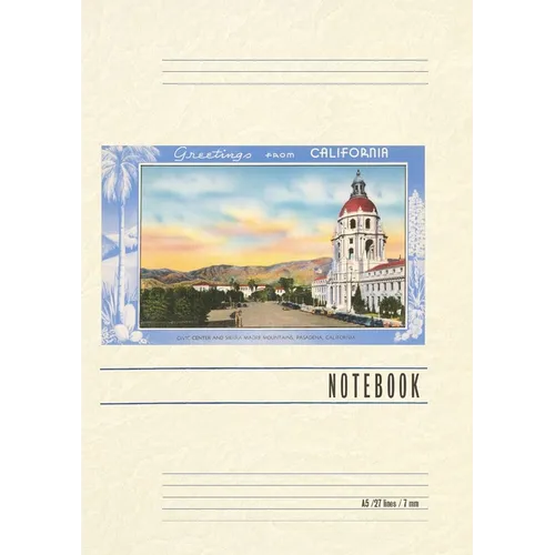 Vintage Lined Notebook Greetings from California, Pasadena