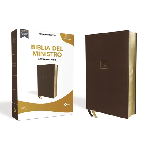 Rvr60, Biblia del Ministro, Letra Gigante, Leathersoft, Café, Palabras de Jesús En Rojo, Comfort Print - Leather
