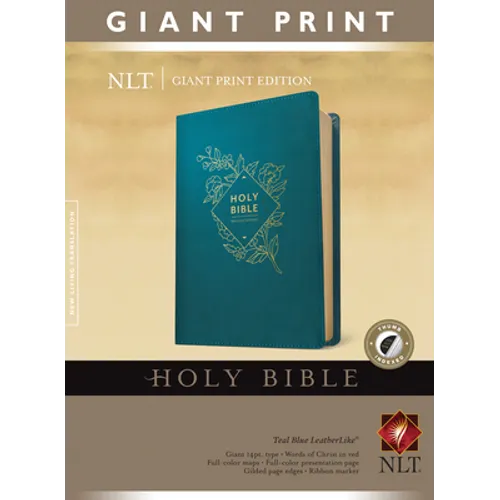 Holy Bible, Giant Print NLT (Red Letter, Leatherlike, Teal Blue, Indexed) - Imitation Leather