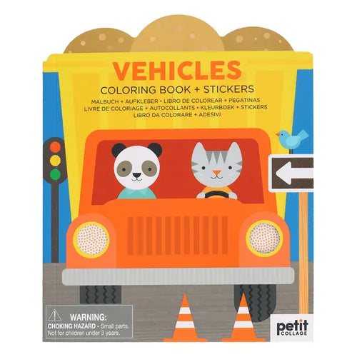 Vehicles Coloring Book + Stickers - Paperback