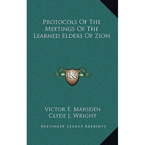 Protocols Of The Meetings Of The Learned Elders Of Zion - Hardcover