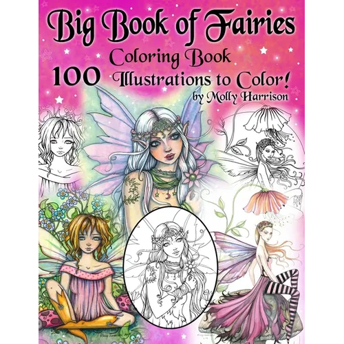 Big Book of Fairies Coloring Book - 100 Pages of Flower Fairies, Celestial Fairies, and Fairies with their Companions: 100 Line Art Illustrations to C - Paperback