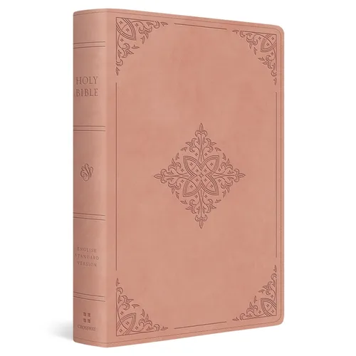 ESV Large Print Value Personal Size Bible (Trutone, Blush Rose, Fleur-De-Lis Design) - Imitation Leather