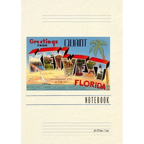 Vintage Lined Notebook Greetings from Quaint Key West, Florida