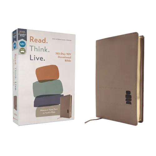 Niv, Read. Think. Live., Leathersoft, Brown, Comfort Print: 365-Day NIV Devotional Bible - Discover Your Part in God's Plan - Imitation Leather