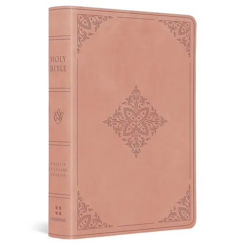 ESV Large Print Value Compact Bible (Trutone, Blush Rose, Fleur-De-Lis Design) - Imitation Leather