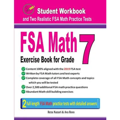 FSA Math Exercise Book for Grade 7: Student Workbook and Two Realistic FSA Math Tests - Paperback