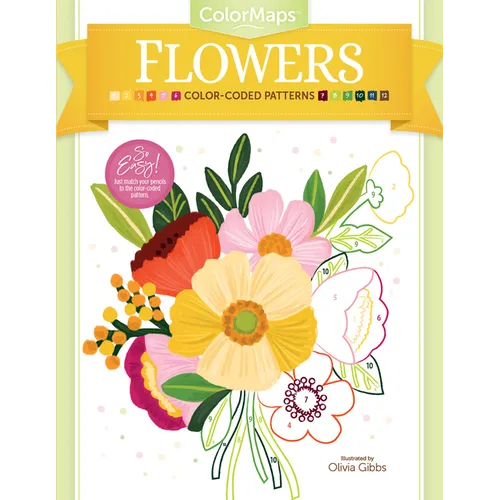 Colormaps Flowers: Color-Coded Patterns Adult Coloring Book - Paperback