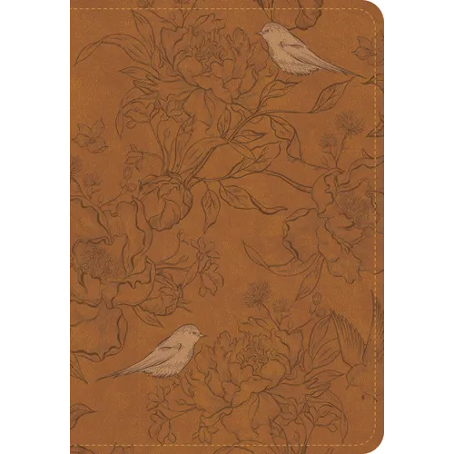CSB Large Print Personal Size Reference Bible, Optimal Type, Digital Study Edition, Brown Floral Leathertouch, Indexed