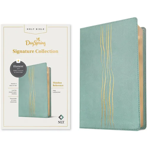 NLT Thinline Reference Bible, Dayspring Signature Collection, Filament Enabled (Leatherlike, Sage, Red Letter) - Imitation Leather