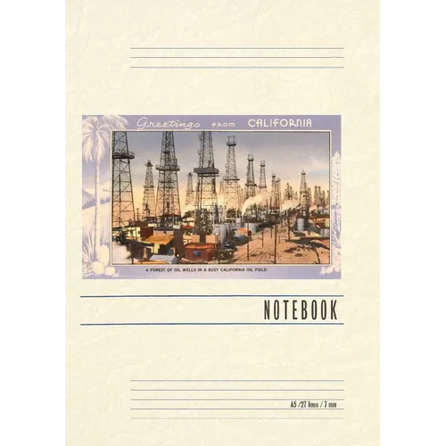 Vintage Lined Notebook Greetings from California, Oil Wells