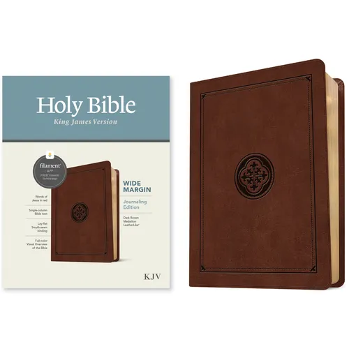 KJV Wide Margin Bible, Filament Enabled (Leatherlike, Dark Brown Medallion, Red Letter) - Imitation Leather