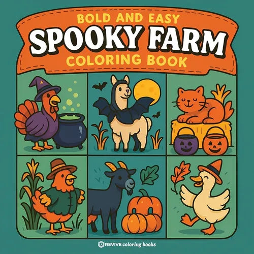 Bold & Easy Spooky Farm Coloring Book: Fun and Festive Cozy Halloween Stress Relief Coloring - Paperback