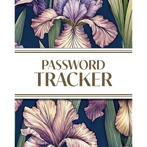 XL Large Print Password Tracker (Purple Irises on Navy): 8
