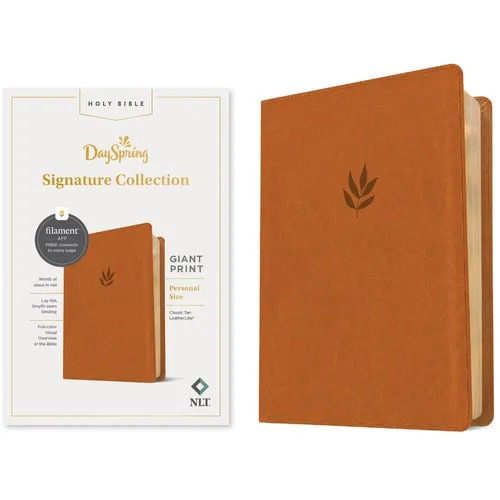 NLT Personal Size Giant Print Bible, Dayspring Signature Collection, Filament Enabled (Leatherlike, Classic Tan, Red Letter) - Imitation Leather