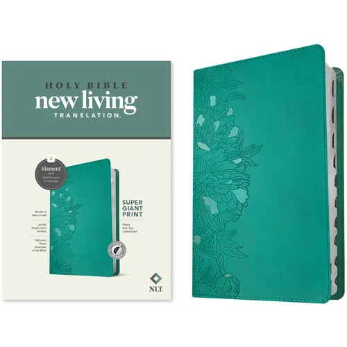 NLT Super Giant Print Bible, Filament Enabled (Leatherlike, Peony Rich Teal, Indexed, Red Letter) - Imitation Leather