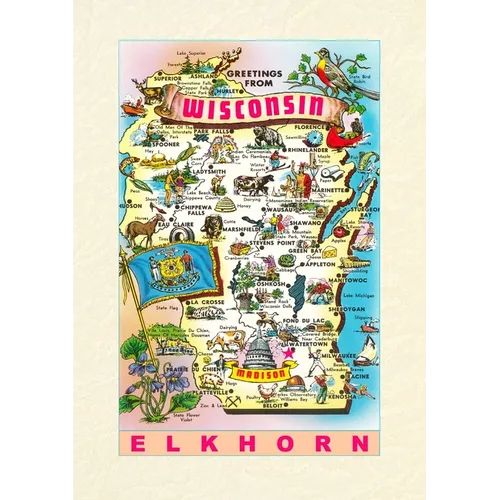 Vintage Lined Notebook Greetings from Wisconsin, Elkhorn