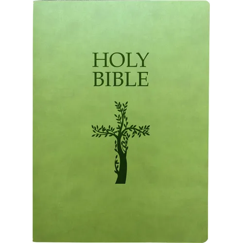 KJV Holy Bible, Cross Design, Large Print, Olive Ultrasoft: (Red Letter, Green, 1611 Version) - Imitation Leather