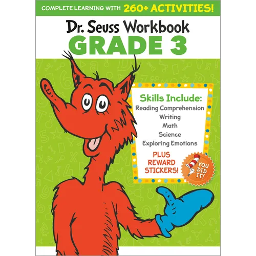 Dr. Seuss Workbook: Grade 3: 260+ Fun Activities with Stickers and More! (Language Arts, Vocabulary, Spelling, Reading Comprehension, Writing, Math, M - Paperback