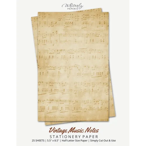 Vintage Music Notes Stationery Paper: Half Letter Size Paper, Music Themed, Letter Writing Paper, 25-sheets - Paperback