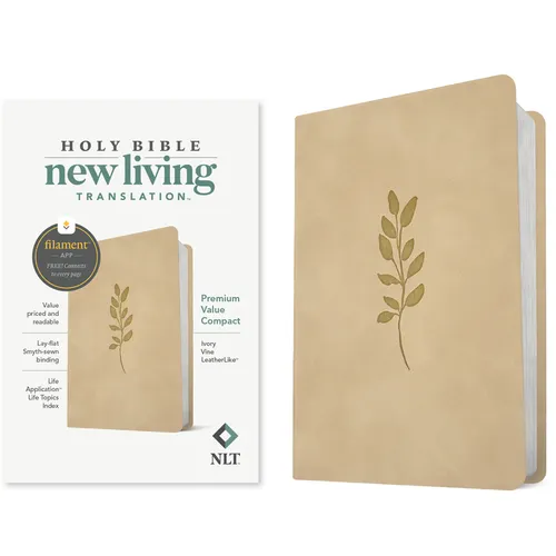 NLT Premium Value Compact Bible, Filament Enabled (Leatherlike, Ivory Vine) - Imitation Leather