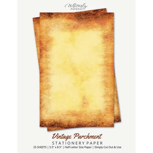 Vintage Parchment Stationery Paper: Half Letter Size Paper, Old Texture Style, Letter Writing Paper, 25-sheets - Paperback