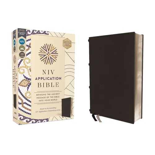 NIV Application Bible, Genuine Leather, Calfskin, Black, Red Letter, Comfort Print: Bringing the Ancient Message of the Bible Into Your World - Leather
