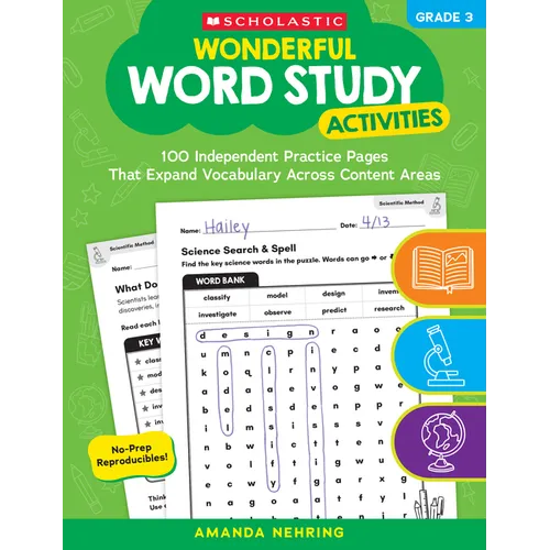 Wonderful Word Study Activities: Grade 3: 100 Independent Practice Pages That Expand Vocabulary Across Content Areas - Paperback