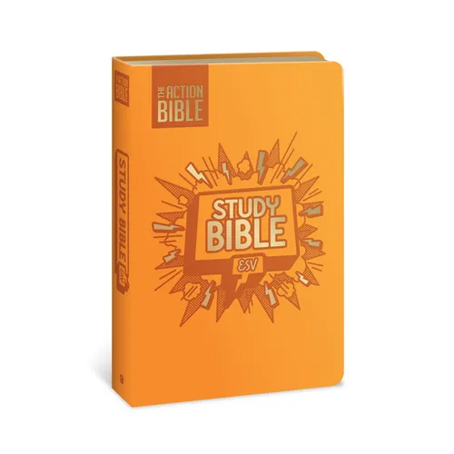The Action Bible Study Bible Esv, Leathersoft, Orange, Full Color - Imitation Leather
