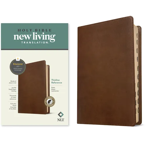 NLT Thinline Reference Bible, Filament Enabled Edition (Red Letter, Leatherlike, Rustic Brown, Indexed) - Imitation Leather