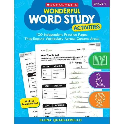 Wonderful Word Study Activities: Grade 4: 100 Independent Practice Pages That Expand Vocabulary Across Content Areas - Paperback