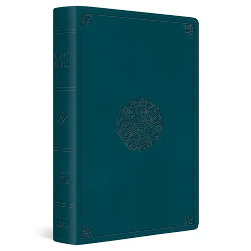 ESV Giant Print Thinline Bible, Red Letter (Trutone, Deep Teal, Emblem Design) - Imitation Leather