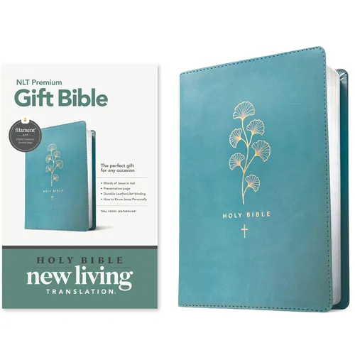 Premium Gift Bible Nlt, Filament Enabled (Leatherlike, Teal Cross, Red Letter) - Imitation Leather
