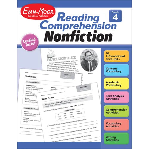 Reading Comprehension, Nonfiction, Grade 4 - Paperback