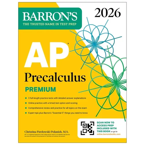 AP Precalculus Premium, 2026: Prep Book with 3 Practice Tests + Comprehensive Review + Online Practice - Paperback