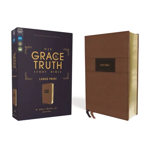 Niv, the Grace and Truth Study Bible (Trustworthy and Practical Insights), Large Print, Leathersoft, Brown, Red Letter, Comfort Print - Imitation Leather